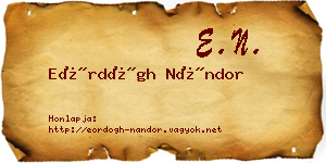 Eördögh Nándor névjegykártya